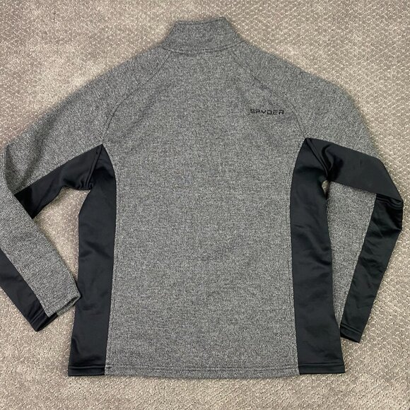 Spyder Outbound Sweater Jacket Men's Large Gray black 1/4 Zip 1/2 Zip Sweatshirt - Picture 2 of 10